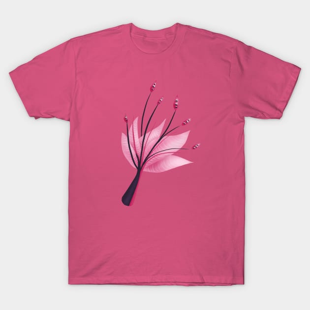 Pink Abstract Water Lily Flower T-Shirt by Boriana Giormova